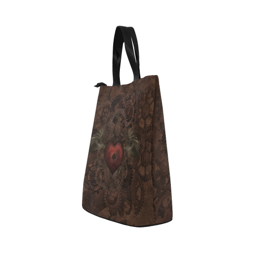 Awesome Steampunk Heart In Vintage Look Nylon Lunch Tote Bag (Model 1670)