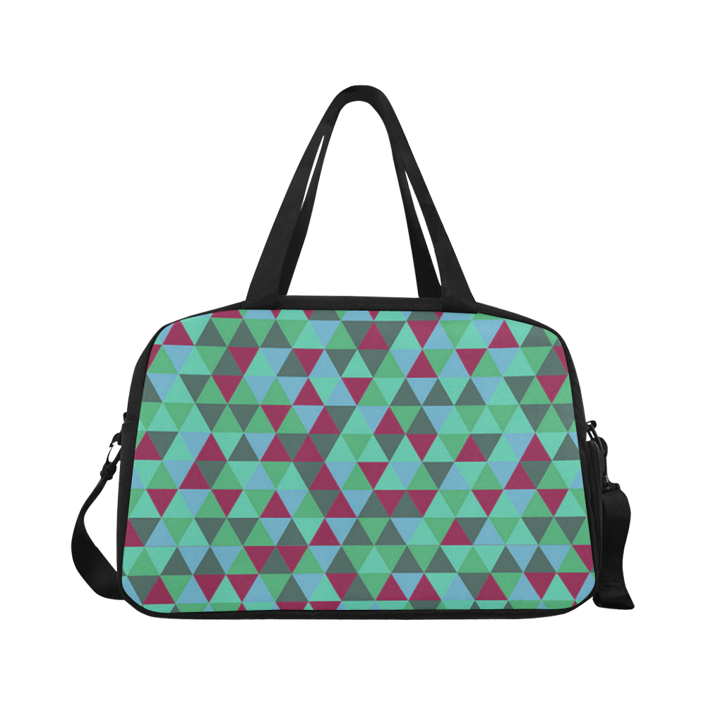 retro teal green geometric pattern Fitness Handbag (Model 1671)
