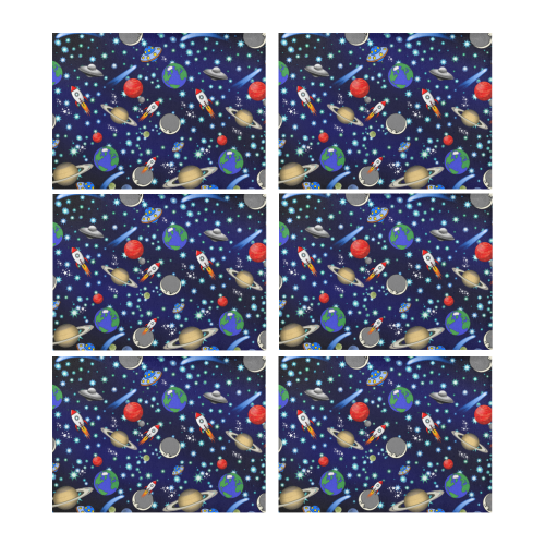 Galaxy Universe - Planets,Stars,Comets,Rockets Placemat 14’’ x 19’’ (Set of 6)