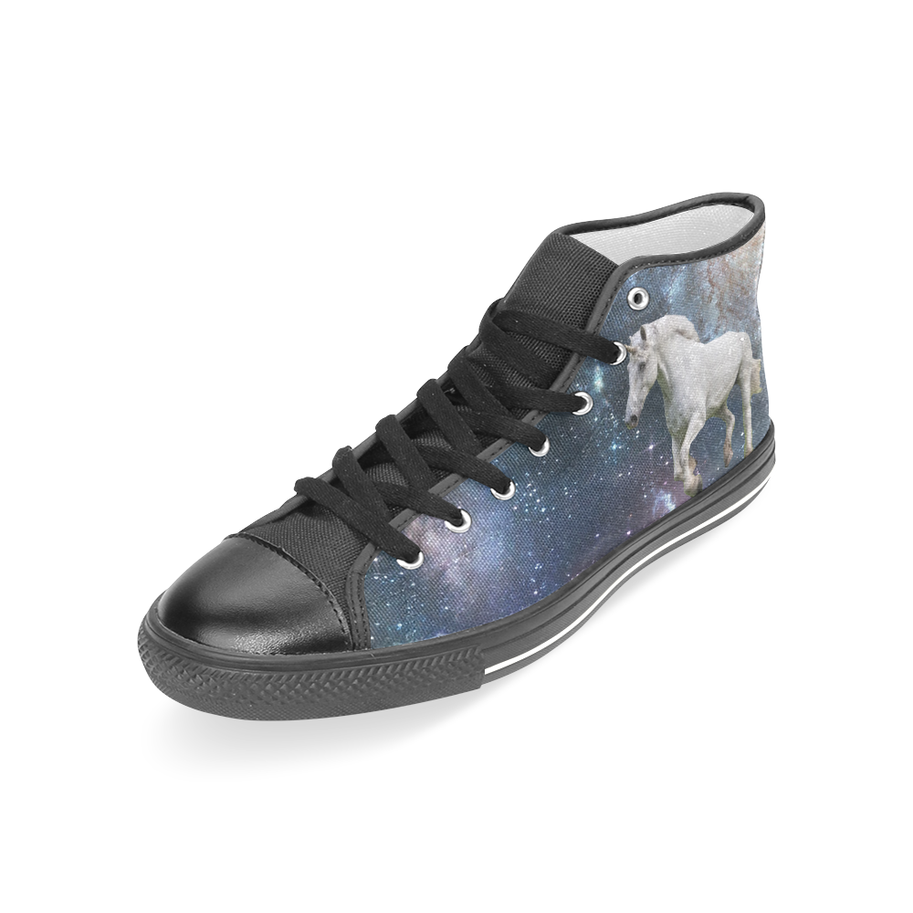 Unicorn and Space Women's Classic High Top Canvas Shoes (Model 017)