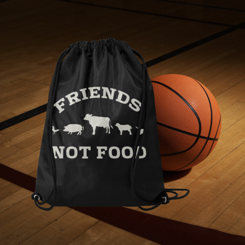 Friends Not Food (Go Vegan) Medium Drawstring Bag Model 1604 (Twin Sides) 13.8"(W) * 18.1"(H)