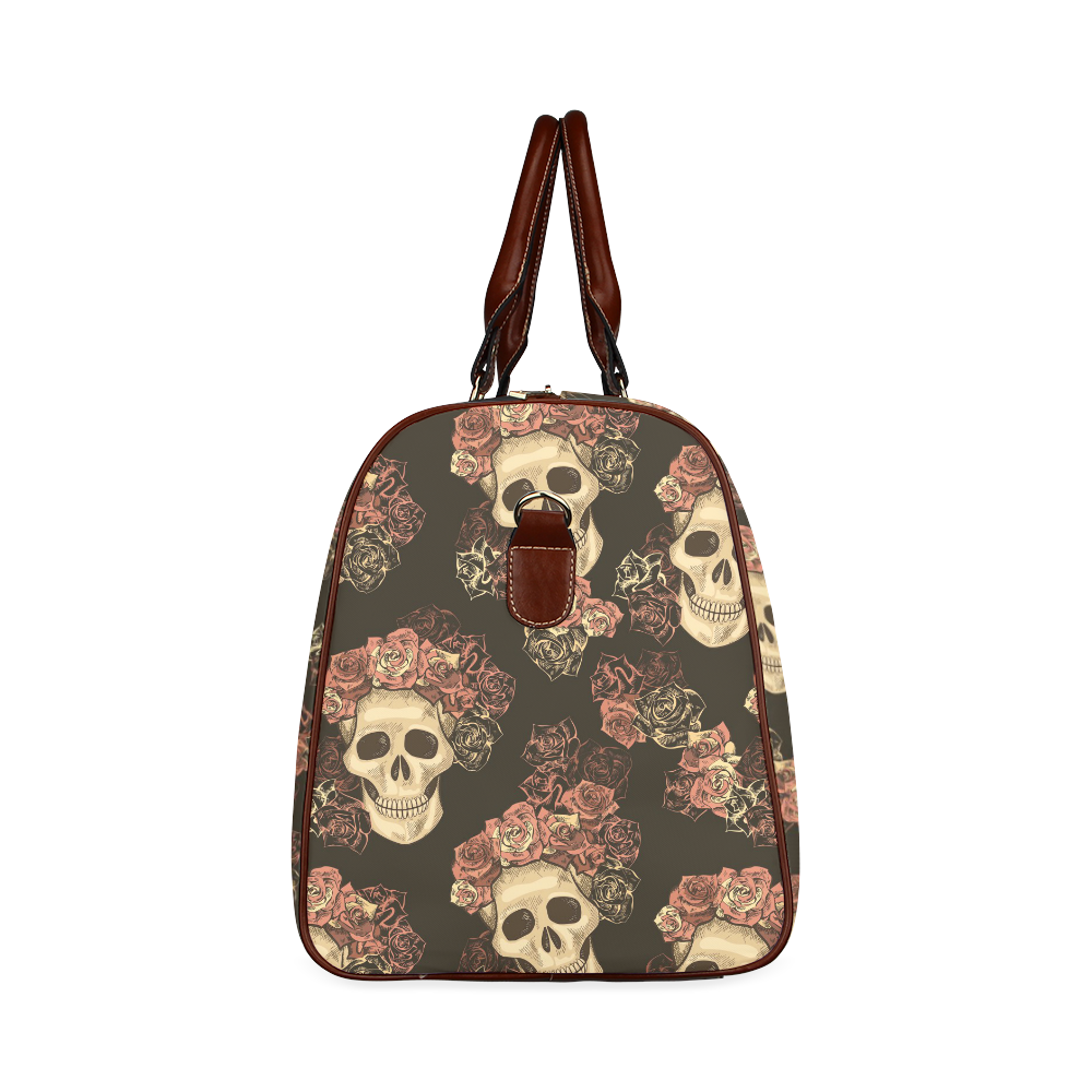 Skull and Rose Pattern Waterproof Travel Bag/Large (Model 1639)