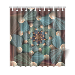 Modern Abstract Fractal Art With Depth Brown Slate Turquoise Shower Curtain 69"x72"