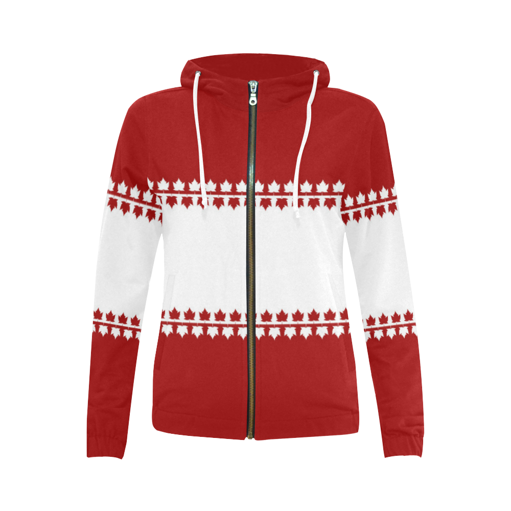 Classic Canada Hoodie Jackets All Over Print Full Zip Hoodie for Women (Model H14)