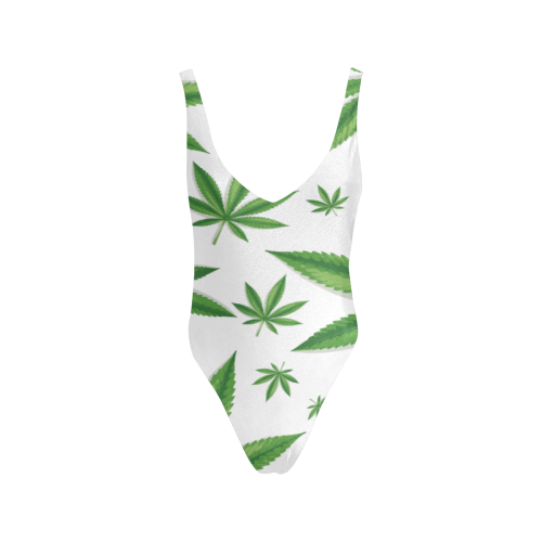 Green Leaf Sexy Low Back One-Piece Swimsuit (Model S09)
