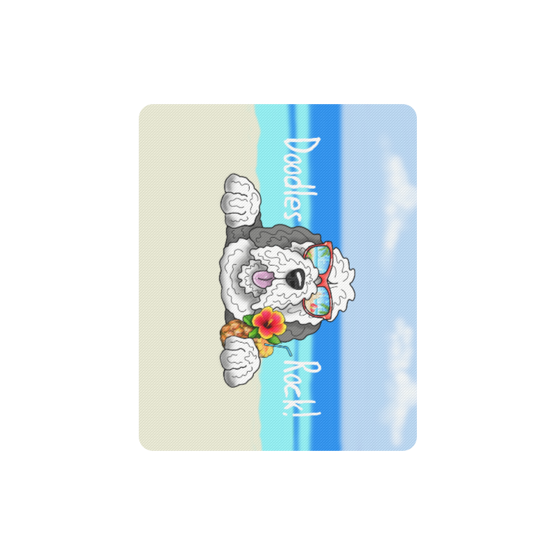 Doodle Beach - grey & white Rectangle Mousepad