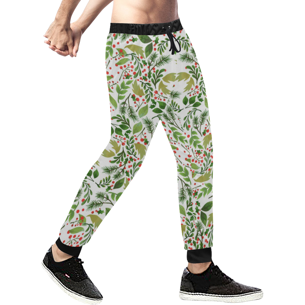 Holly CHRISTMAS Men's All Over Print Sweatpants/Large Size (Model L11)