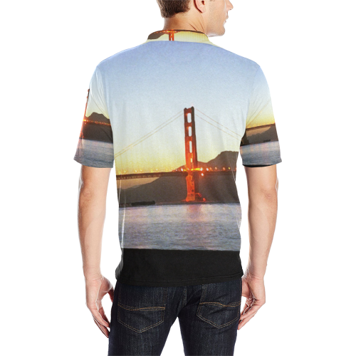 Painted Bridge Men's All Over Print Polo Shirt (Model T55)