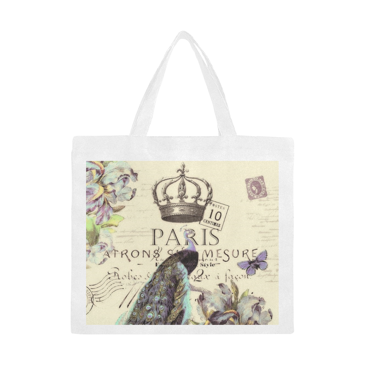 Peacock and crown Canvas Tote Bag/Large (Model 1702)