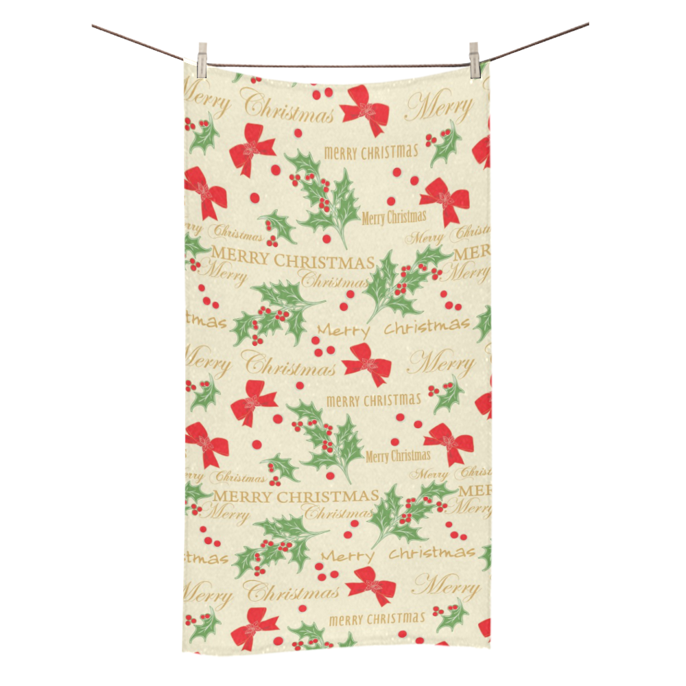 Bows Mistletoe Christmas Bath Towel 30"x56"