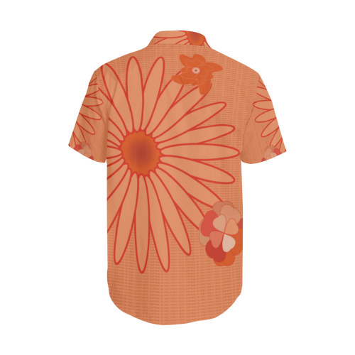 Flowers 16. A0, B1, C5, Men's Short Sleeve Shirt with Lapel Collar (Model T54)