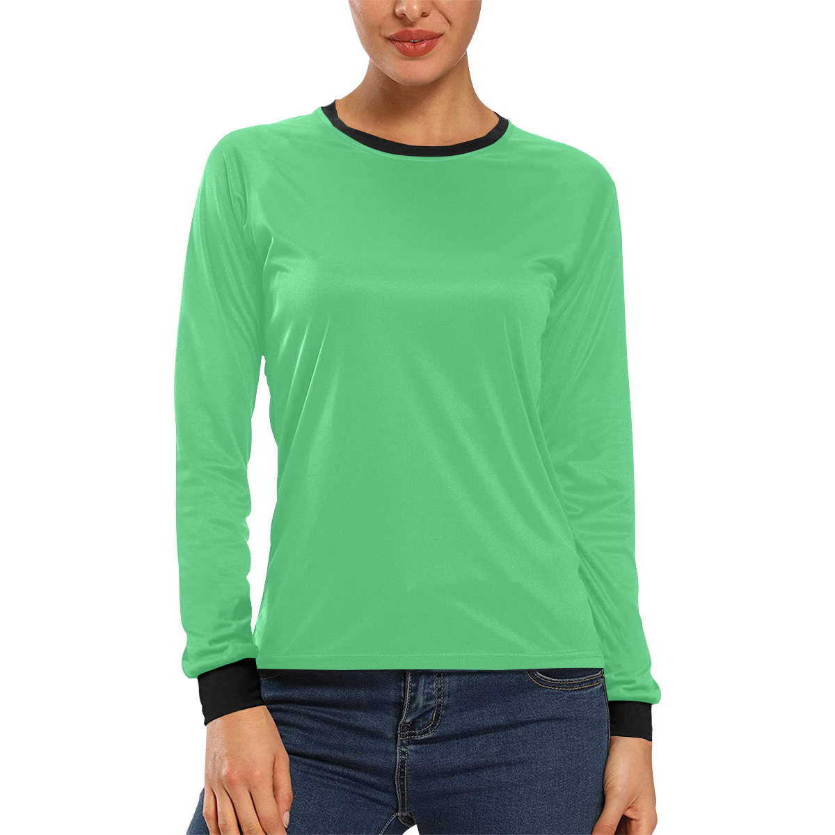 color Paris green Women's All Over Print Long Sleeve T-shirt (Model T51)