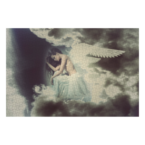 Sad Angel In Heaven 1000-Piece Wooden Photo Puzzles