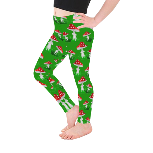 Toadstool red pattern Kid's Ankle Length Leggings (Model L06)