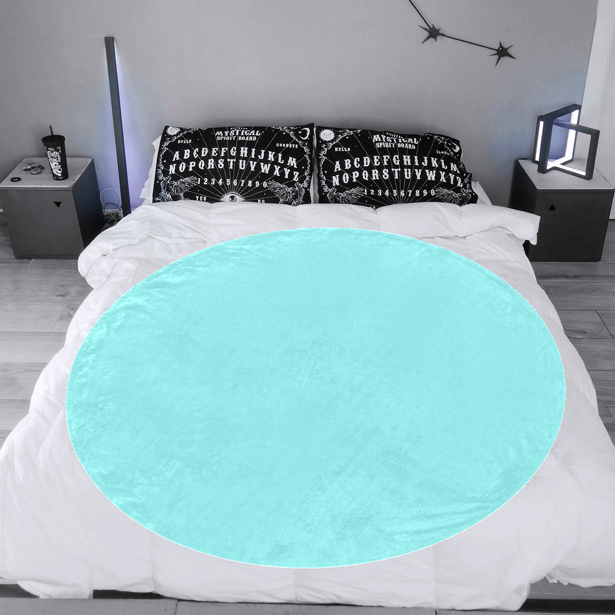 color ice blue Circular Ultra-Soft Micro Fleece Blanket 60"