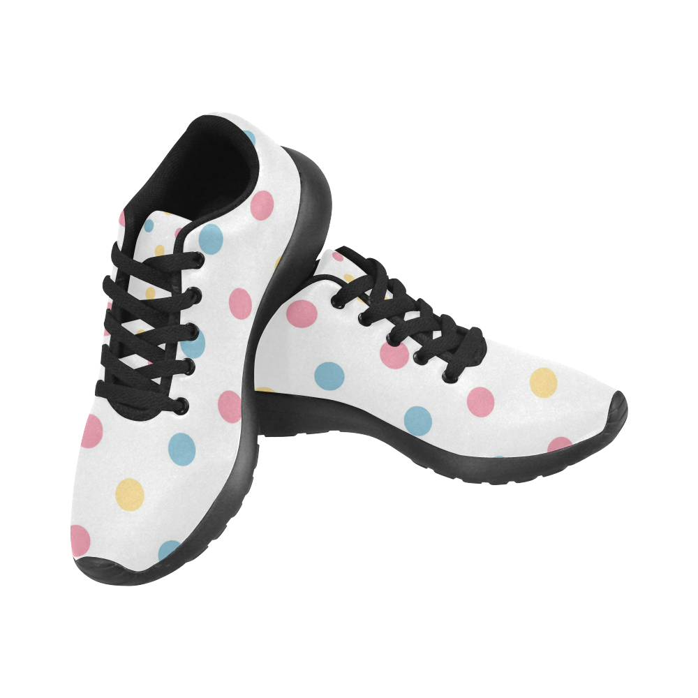 PINK SWEET DOTS ON WHITE Men's Running Shoes/Large Size (Model 020)