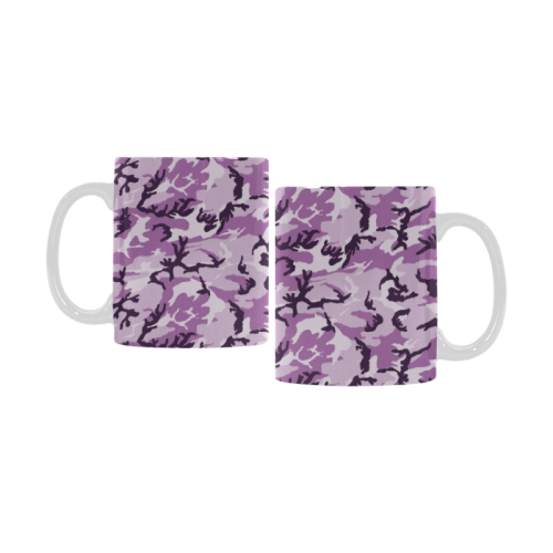Woodland Pink Purple Camouflage White Mug(11OZ)