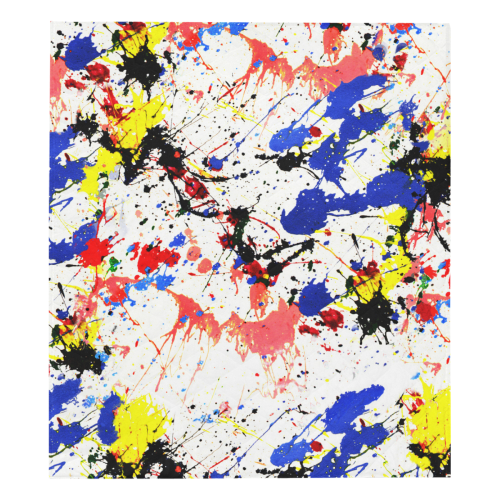 Blue and Red Paint Splatter Quilt 70"x80"