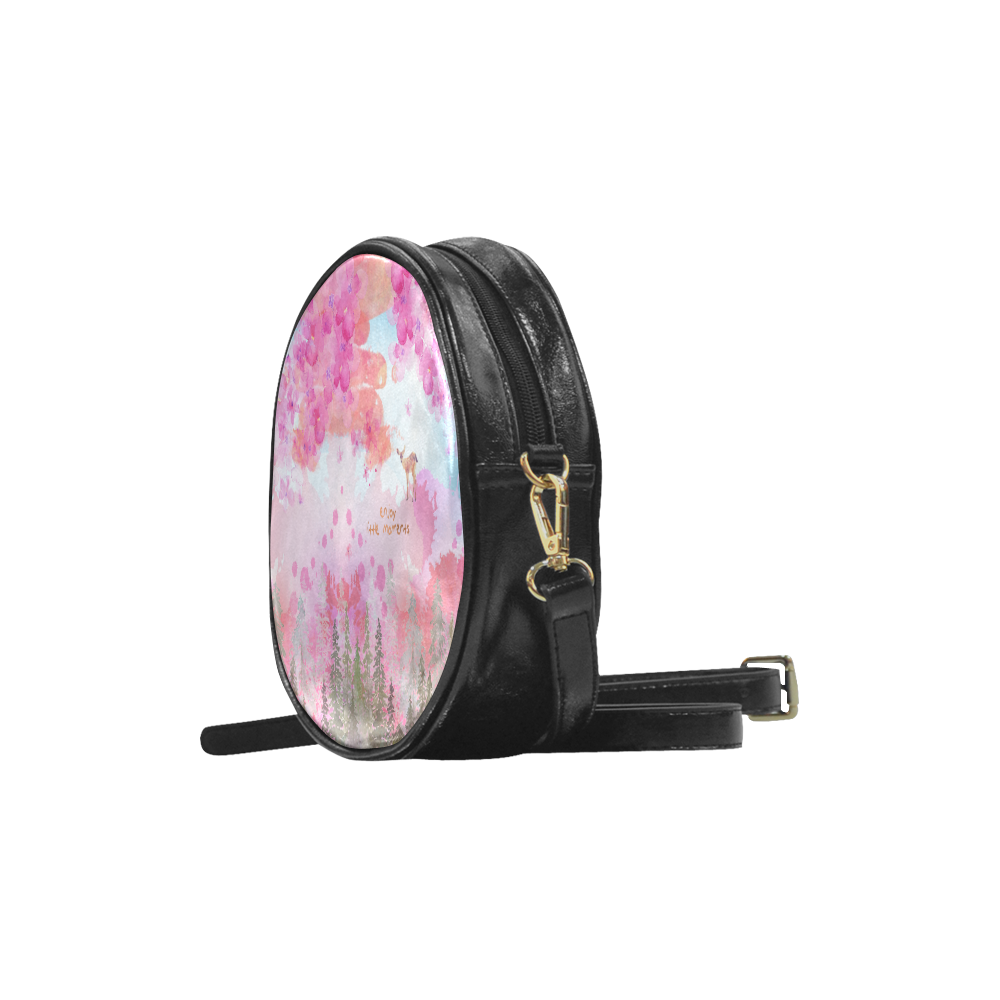 Little Deer in the Magic Pink Forest Round Sling Bag (Model 1647)
