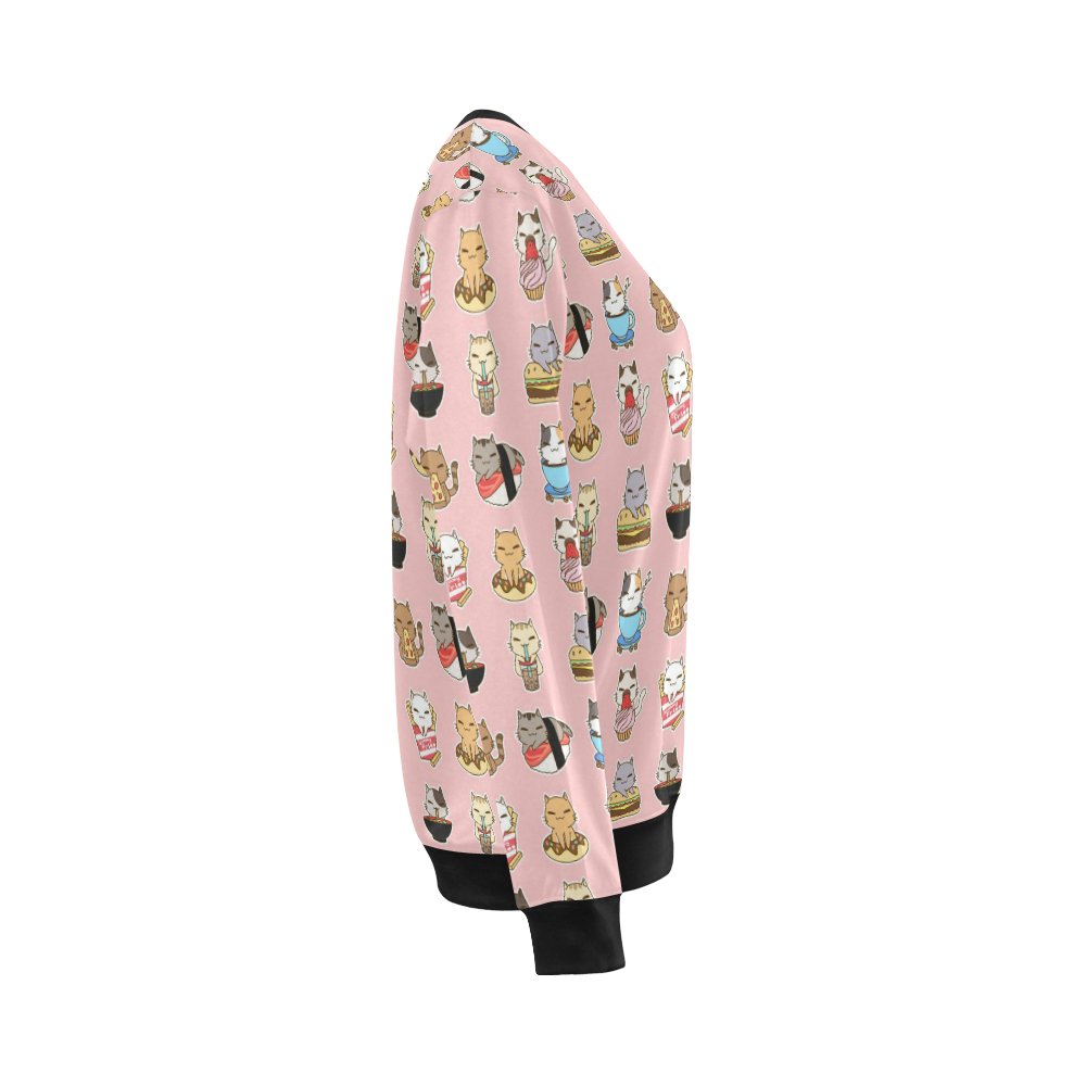 pink All Over Print Crewneck Sweatshirt for Women (Model H18)