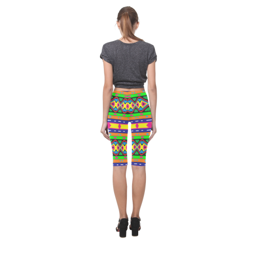 Distorted colorful shapes and stripes Hestia Cropped Leggings (Model L03)