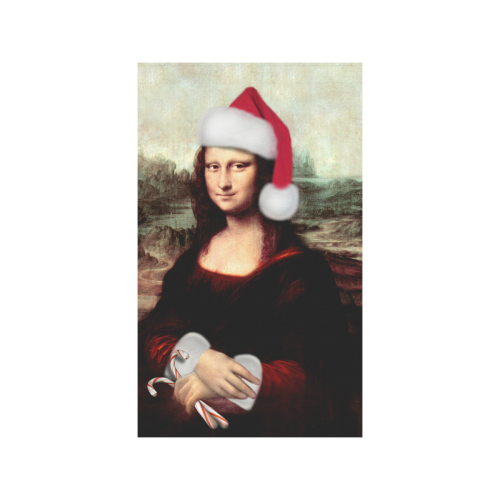 Christmas Mona Lisa with Santa Hat Garden Flag 36''x60'' (Without Flagpole)