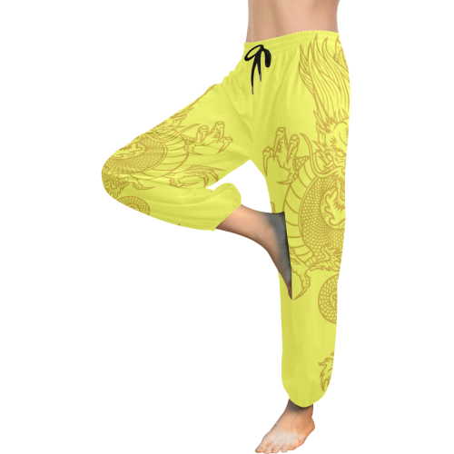 Chinese Dragon yellow Women's All Over Print Harem Pants (Model L18)
