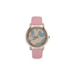 Two-Tone Camo Women's Rose Gold Leather Strap Watch(Model 201)