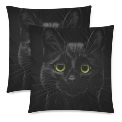 Black Cat Custom Zippered Pillow Cases 18"x 18" (Twin Sides) (Set of 2)