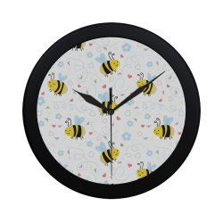 Cute Bee Pattern Circular Plastic Wall clock