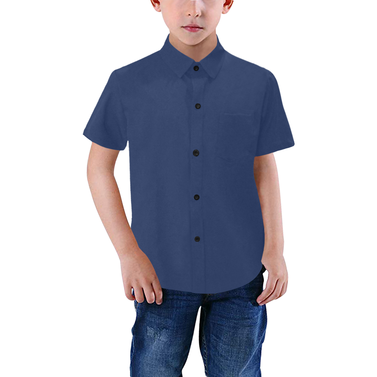 color Delft blue Boys' All Over Print Short Sleeve Shirt (Model T59)