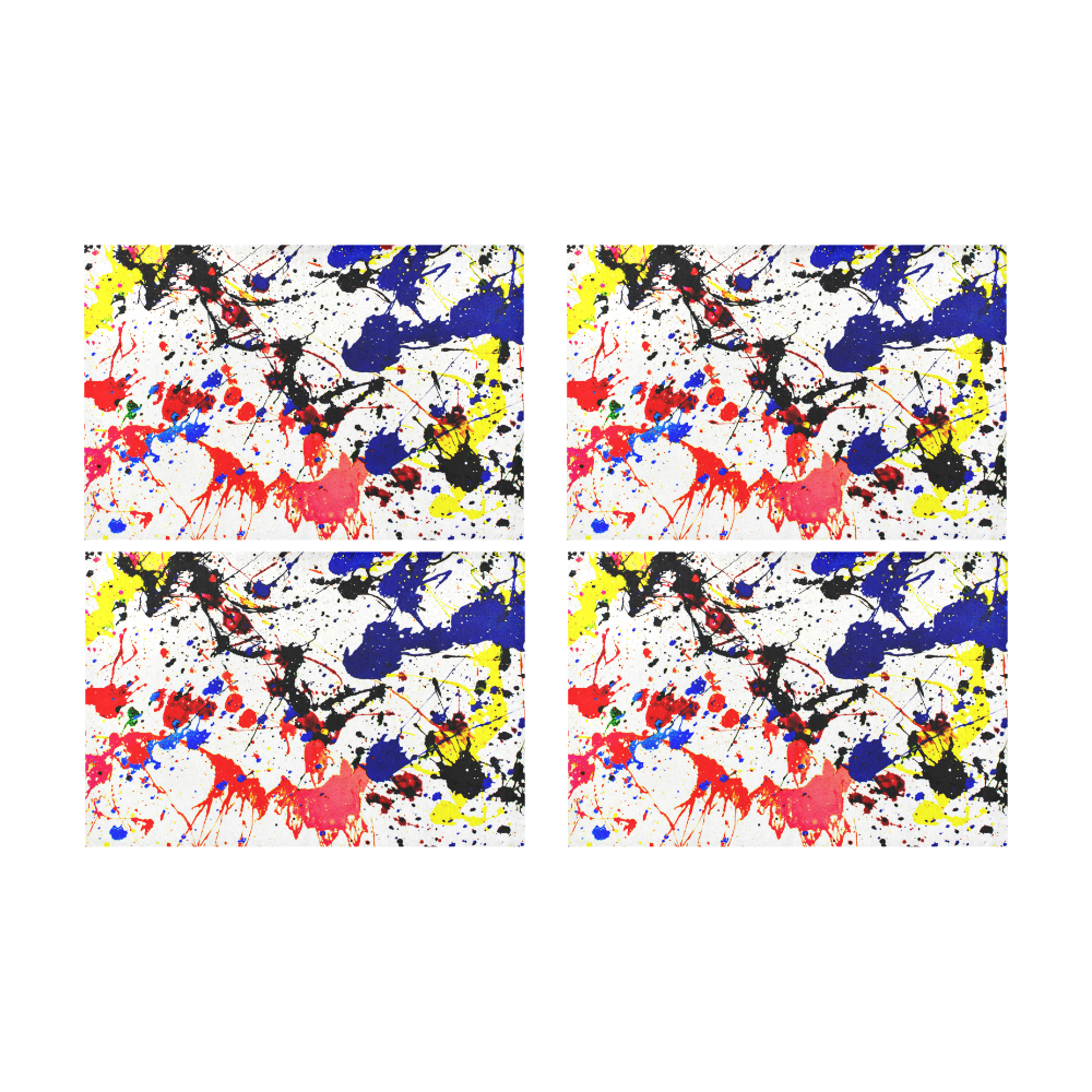 Blue & Red Paint Splatter Placemat 12’’ x 18’’ (Four Pieces)