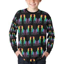Rainbow horse Kids' Rib Cuff Long Sleeve T-shirt (Model T64)
