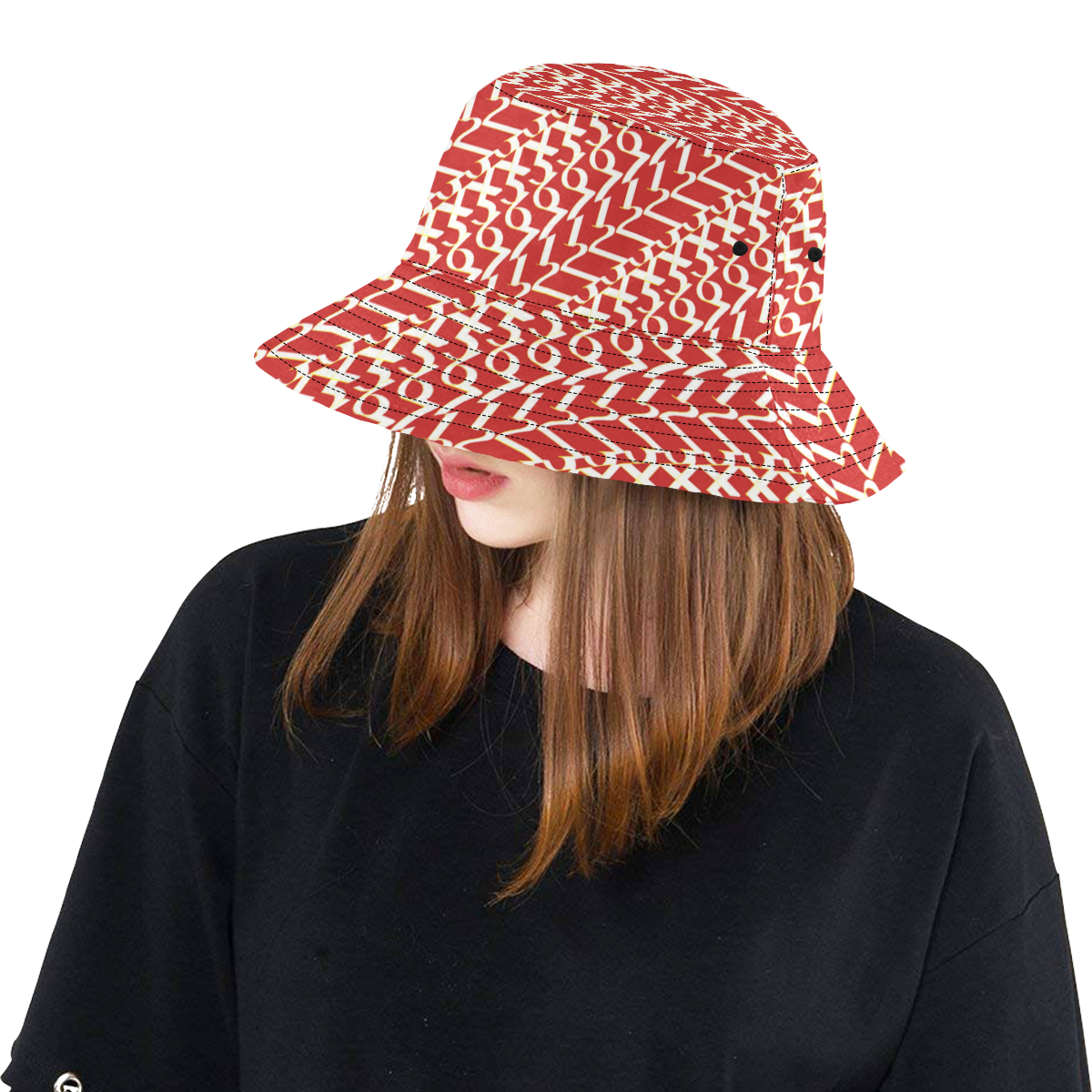 NUMBERS Collection 1234567 Lava Red All Over Print Bucket Hat