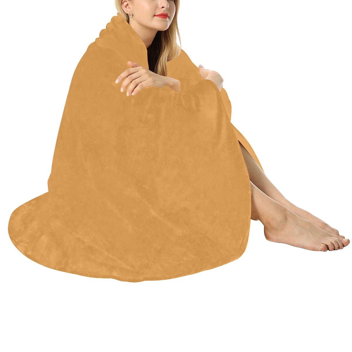 color butterscotch Circular Ultra-Soft Micro Fleece Blanket 60"