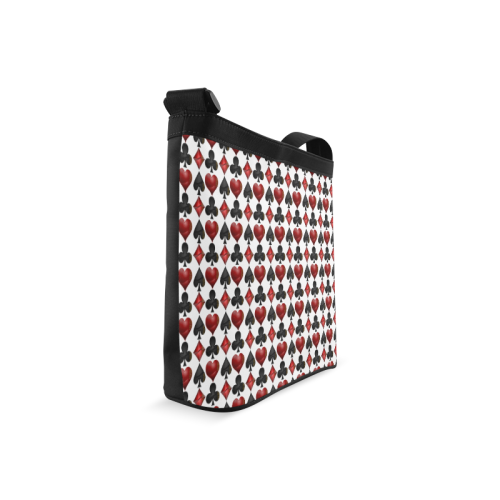 Las Vegas Black and Red Casino Poker Card Shapes on White Crossbody Bags (Model 1613)