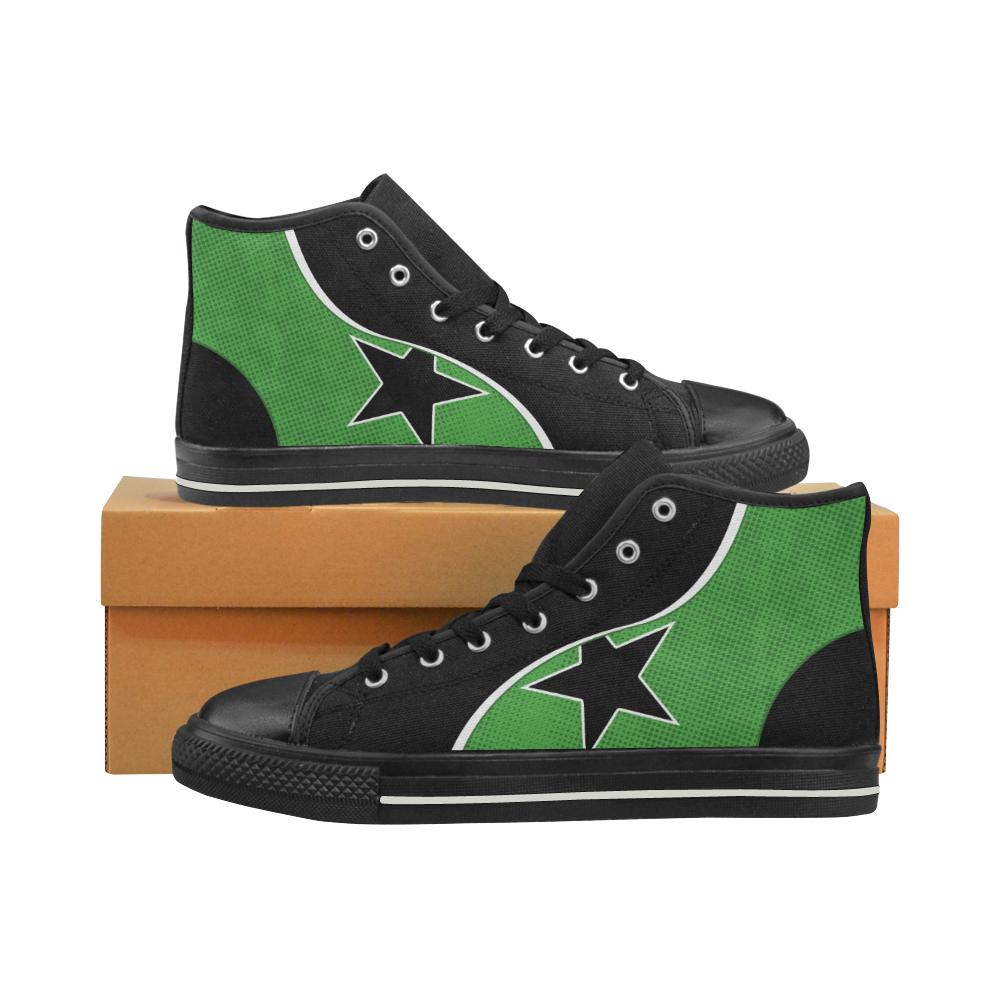 GREEN W Women's Classic High Top Canvas Shoes (Model 017)