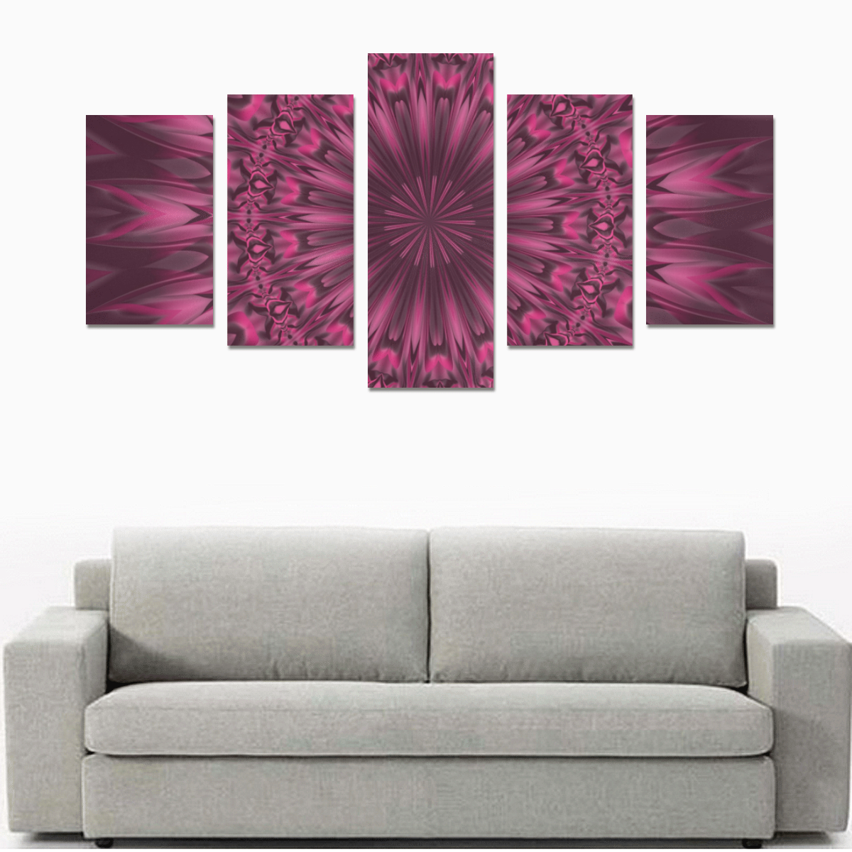Fuchsia Pink Satin Shadows Fractal 1 Canvas Print Sets C (No Frame)