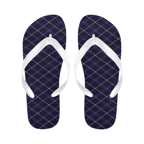 royal blue plaid Flip Flops for Men/Women (Model 040)