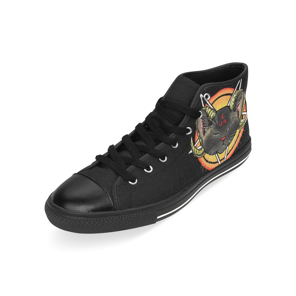 Evil Kitten High Top Canvas Shoes for Kid (Model 017)