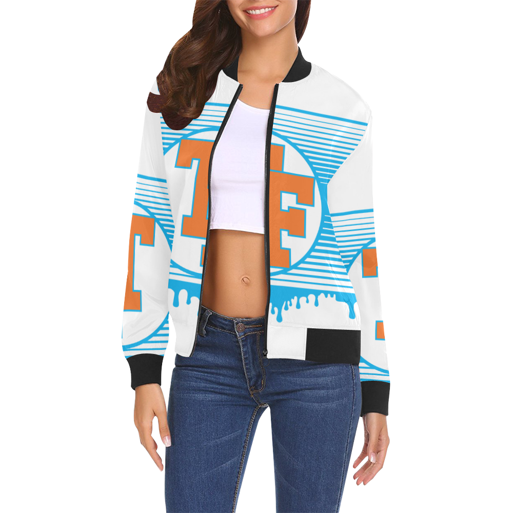 TIGHT FIT Lock J27 All Over Print Bomber Jacket for Women (Model H19)