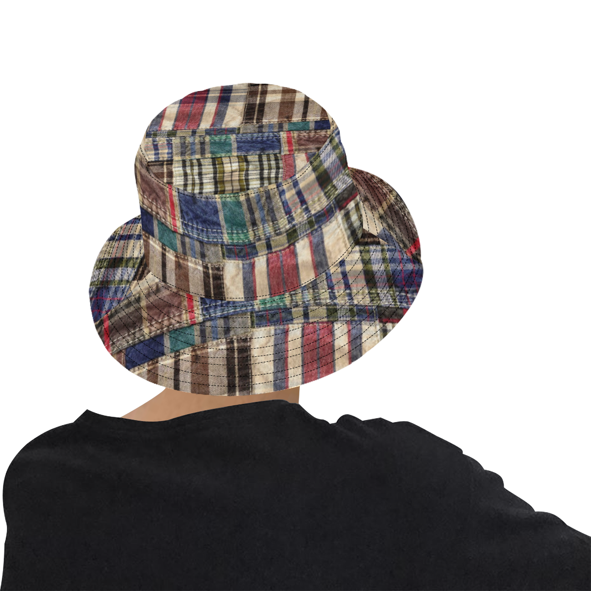 patchwork plaid wrinkled tartan All Over Print Bucket Hat for Men