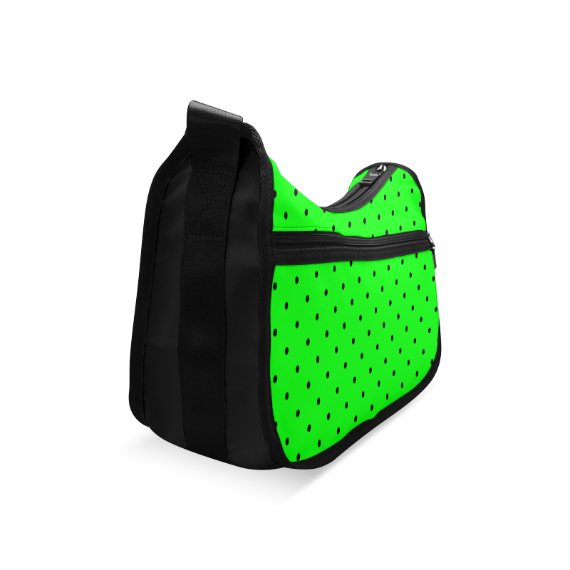 Black Polka Dots on Green Crossbody Bags (Model 1616)