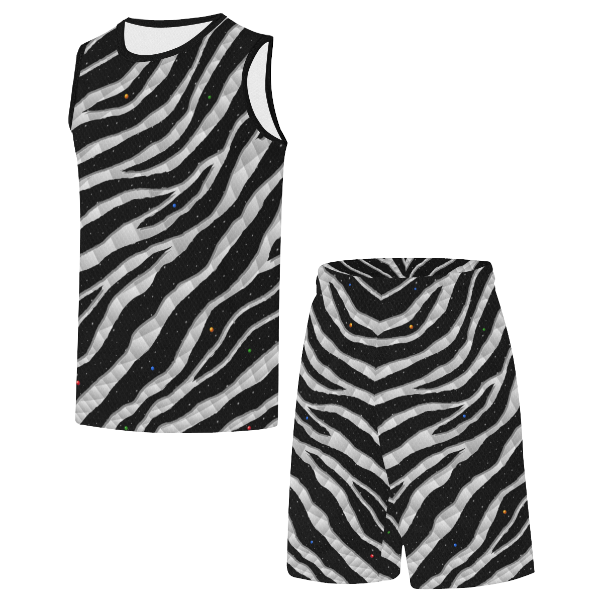 Ripped SpaceTime Stripes - White All Over Print Basketball Uniform