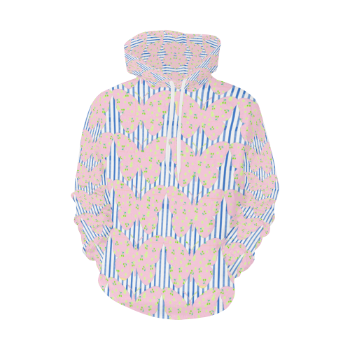 Butterfly HoBo Stripe Pink Blue All Over Print Hoodie for Women (USA Size) (Model H13)