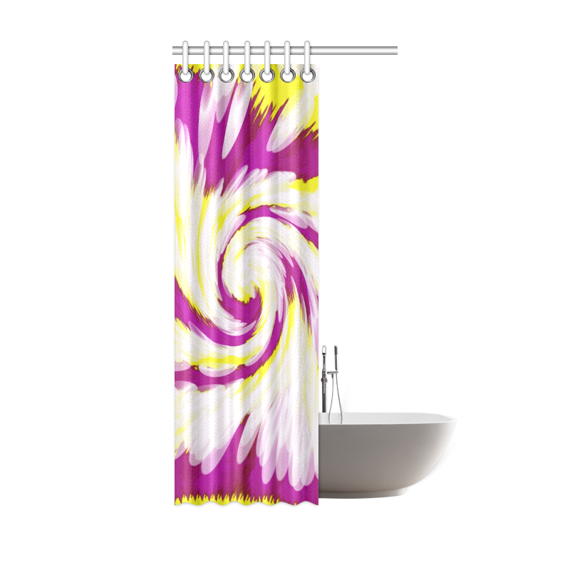 Pink Yellow Tie Dye Swirl Abstract Shower Curtain 36"x72"