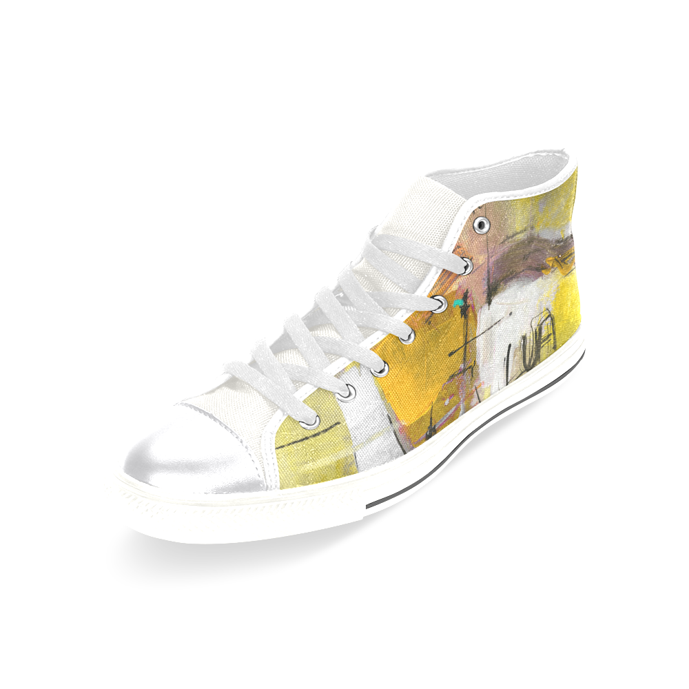 Lua yellow White Women's Classic High Top Canvas Shoes (Model 017)