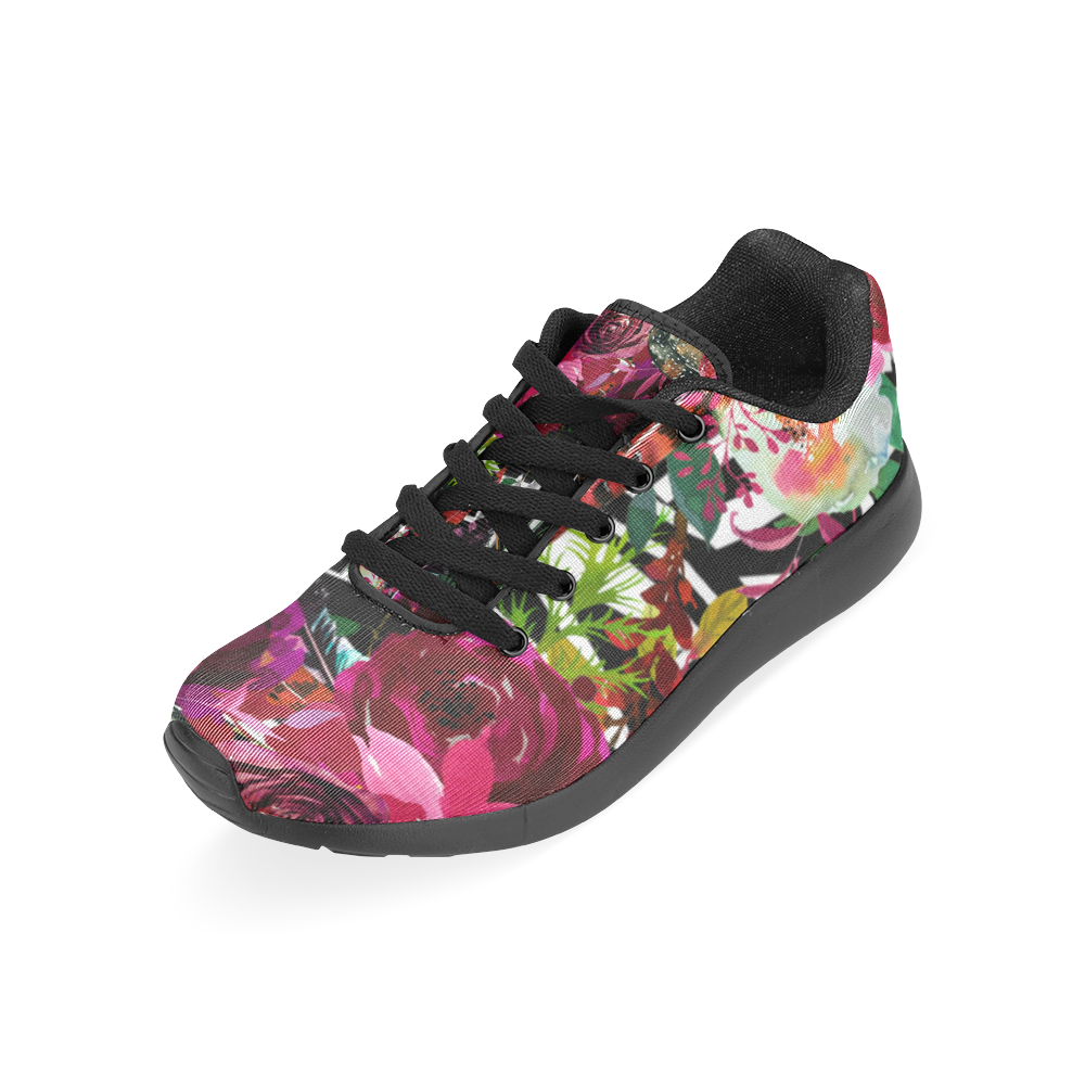 Floral On Zebra Women's Running Shoes/Large Size (Model 020)