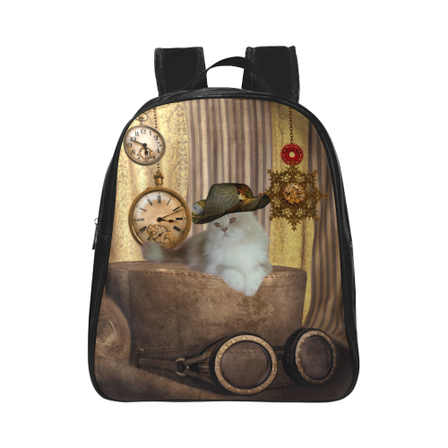 Funny steampunk cat School Backpack (Model 1601)(Small)