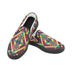Modern Geometric Pattern Men's Slip-on Canvas Shoes (Model 019)